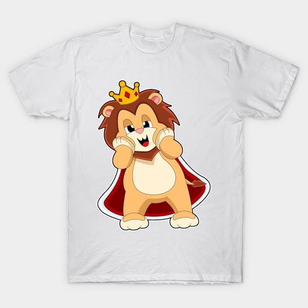 Lion as King with Crown T-Shirt by Markus Schnabel